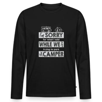 Camping Camper Outdoor Sommer Design - Männer Premium Bio Langarmshirt - Schwarz - Vorne - Nico (187cm)