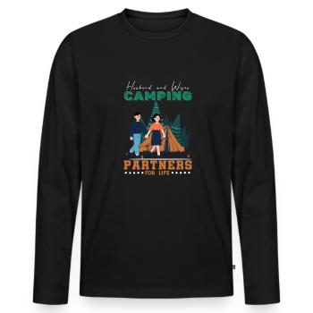 Camping Camper Outdoor Sommer Design - Männer Premium Bio Langarmshirt - Schwarz - Vorne - Nico (187cm)