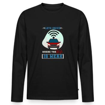 Camping Camper Outdoor Sommer Design - Männer Premium Bio Langarmshirt - Schwarz - Vorne - Nico (187cm)