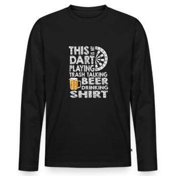 Dart & Bier Lustiger Darts Spruch - Männer Premium Bio Langarmshirt - Schwarz - Vorne - Nico (187cm)