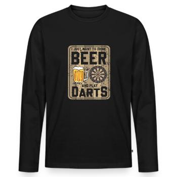 Dart & Bier Lustiger Darts Spruch - Männer Premium Bio Langarmshirt - Schwarz - Vorne - Nico (187cm)