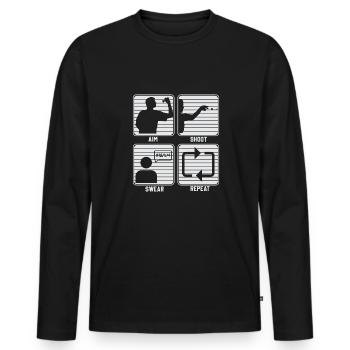 Dart & Bier Lustiger Darts Spruch - Männer Premium Bio Langarmshirt - Schwarz - Vorne - Nico (187cm)