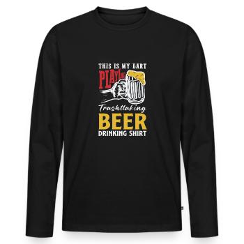 Dart & Bier Lustiger Darts Spruch - Männer Premium Bio Langarmshirt - Schwarz - Vorne - Nico (187cm)