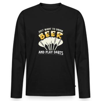 Dart & Bier Lustiger Darts Spruch - Männer Premium Bio Langarmshirt - Schwarz - Vorne - Nico (187cm)