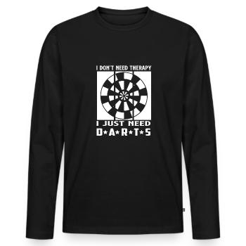 Dart & Bier Lustiger Darts Spruch - Männer Premium Bio Langarmshirt - Schwarz - Vorne - Nico (187cm)