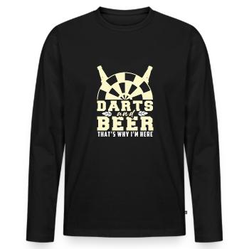 Dart & Bier Lustiger Darts Spruch - Männer Premium Bio Langarmshirt - Schwarz - Vorne - Nico (187cm)