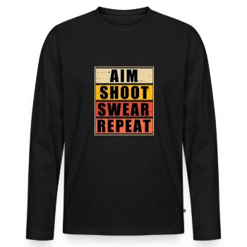 Dart & Bier Lustiger Darts Spruch - Männer Premium Bio Langarmshirt - Schwarz - Vorne - Nico (187cm)