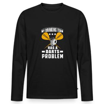 Dart & Bier Lustiger Darts Spruch - Männer Premium Bio Langarmshirt - Schwarz - Vorne - Nico (187cm)