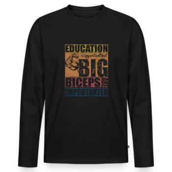 Bodybuilder Kraftsport Fitness Motiv - Männer Premium Bio Langarmshirt - Schwarz - Vorne - Nico (187cm)