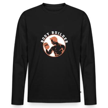 Bodybuilder Kraftsport Fitness Motiv - Männer Premium Bio Langarmshirt - Schwarz - Vorne - Nico (187cm)