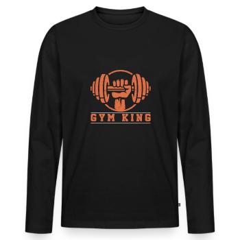 Bodybuilder Kraftsport Fitness Motiv - Männer Premium Bio Langarmshirt - Schwarz - Vorne - Nico (187cm)