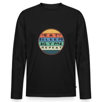 Bodybuilder Kraftsport Fitness Motiv - Männer Premium Bio Langarmshirt - Schwarz - Vorne - Nico (187cm)