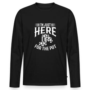 Dans le tournoi Just Here For The Pot Poker Cards - T-shirt manches longues Premium bio Homme - noir - Devant - Nico (187cm)