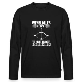 Wenn Alles Nervt Hilft Nur Bogenschießen Bogen - Männer Premium Bio Langarmshirt - Schwarz - Vorne - Nico (187cm)