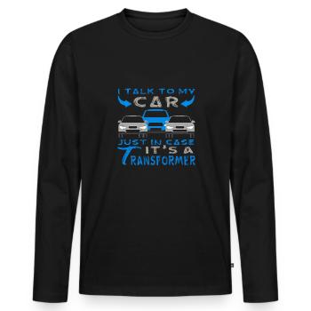 Tuning Spruch für Motorsport / Auto Fans - Männer Premium Bio Langarmshirt - Schwarz - Vorne - Nico (187cm)