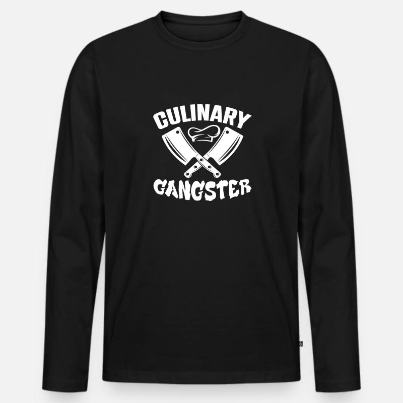 Culinary Gangster Koch Küchenchef Kantine - Männer Premium Bio Langarmshirt - Schwarz