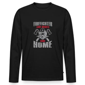 Feuerwehrmann Feuerwehr & Sprüche - Männer Premium Bio Langarmshirt - Schwarz - Vorne - Nico (187cm)