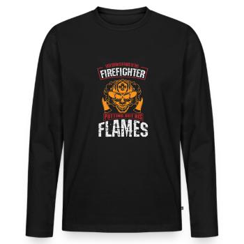 Feuerwehrmann Feuerwehr & Sprüche - Männer Premium Bio Langarmshirt - Schwarz - Vorne - Nico (187cm)