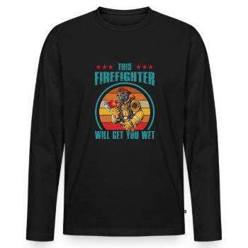 Feuerwehrmann Feuerwehr & Sprüche - Männer Premium Bio Langarmshirt - Schwarz - Vorne - Nico (187cm)