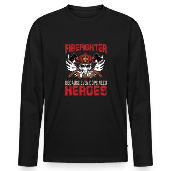 Feuerwehrmann Feuerwehr & Sprüche - Männer Premium Bio Langarmshirt - Schwarz - Vorne - Nico (187cm)