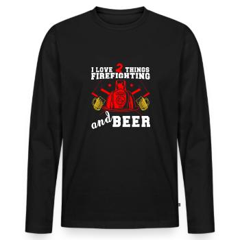 Feuerwehrmann Feuerwehr & Sprüche - Männer Premium Bio Langarmshirt - Schwarz - Vorne - Nico (187cm)