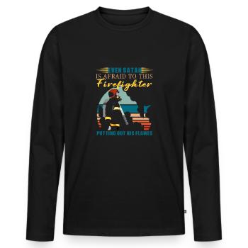 Feuerwehrmann Feuerwehr & Sprüche - Männer Premium Bio Langarmshirt - Schwarz - Vorne - Nico (187cm)
