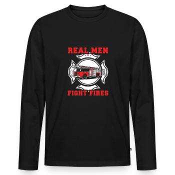 Feuerwehrmann Feuerwehr & Sprüche - Männer Premium Bio Langarmshirt - Schwarz - Vorne - Nico (187cm)