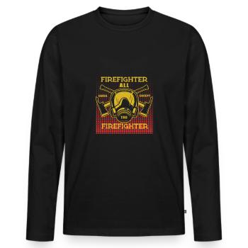 Feuerwehrmann Feuerwehr & Sprüche - Männer Premium Bio Langarmshirt - Schwarz - Vorne - Nico (187cm)