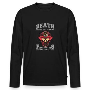 Feuerwehrmann Feuerwehr & Sprüche - Männer Premium Bio Langarmshirt - Schwarz - Vorne - Nico (187cm)
