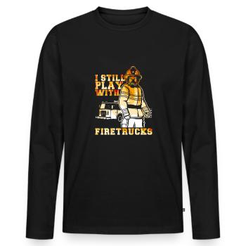 Feuerwehrmann Feuerwehr & Sprüche - Männer Premium Bio Langarmshirt - Schwarz - Vorne - Nico (187cm)