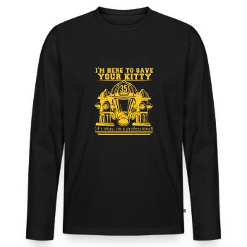 Feuerwehrmann Feuerwehr & Sprüche - Männer Premium Bio Langarmshirt - Schwarz - Vorne - Nico (187cm)