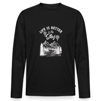 Heißluftballon & Ballon Fahrer Geschenk - Männer Premium Bio Langarmshirt - Schwarz - Vorne - Nico (187cm)
