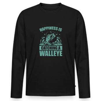 Zander Pike Fishing Anglers - Men's Premium Organic Long Sleeve Shirt - black - Front - Nico (187cm)