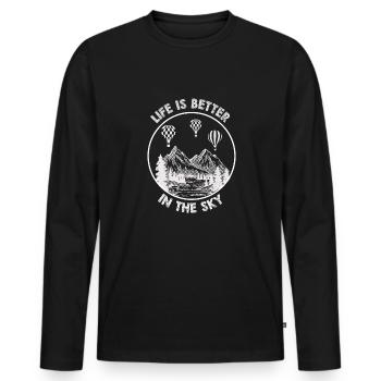 Heißluftballon & Ballon Fahrer Geschenk - Männer Premium Bio Langarmshirt - Schwarz - Vorne - Nico (187cm)