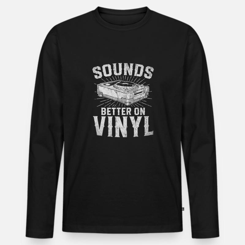 Sounds Better On Vinyl Schallplatte - Männer Premium Bio Langarmshirt - Schwarz