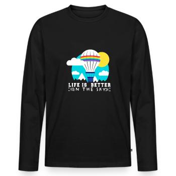 Heißluftballon & Ballon Fahrer Geschenk - Männer Premium Bio Langarmshirt - Schwarz - Vorne - Nico (187cm)