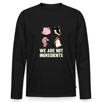 Vegan Fleischlos Tierlieb & Veganer - Männer Premium Bio Langarmshirt - Schwarz - Vorne - Nico (187cm)