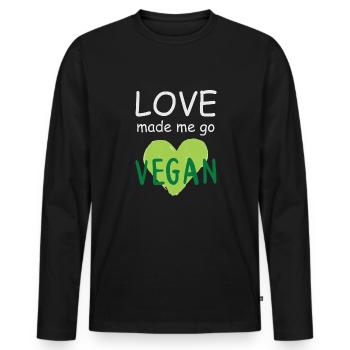 Vegan Fleischlos Tierlieb & Veganer - Männer Premium Bio Langarmshirt - Schwarz - Vorne - Nico (187cm)