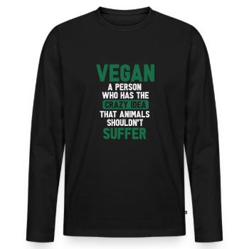 Vegan Fleischlos Tierlieb & Veganer - Männer Premium Bio Langarmshirt - Schwarz - Vorne - Nico (187cm)