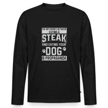 Vegan Fleischlos Tierlieb & Veganer - Männer Premium Bio Langarmshirt - Schwarz - Vorne - Nico (187cm)