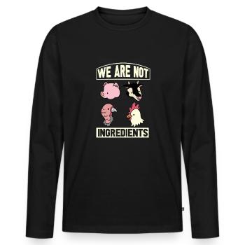 Vegan Fleischlos Tierlieb & Veganer - Männer Premium Bio Langarmshirt - Schwarz - Vorne - Nico (187cm)