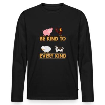 Vegan Fleischlos Tierlieb & Veganer - Männer Premium Bio Langarmshirt - Schwarz - Vorne - Nico (187cm)