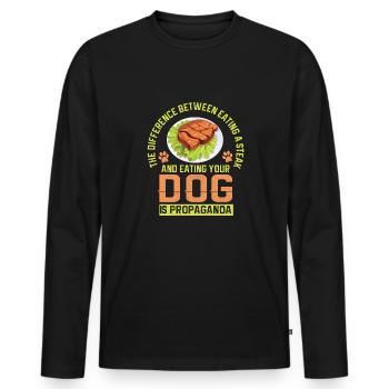 Vegan Fleischlos Tierlieb & Veganer - Männer Premium Bio Langarmshirt - Schwarz - Vorne - Nico (187cm)