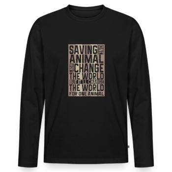 Vegan Fleischlos Tierlieb & Veganer - Männer Premium Bio Langarmshirt - Schwarz - Vorne - Nico (187cm)
