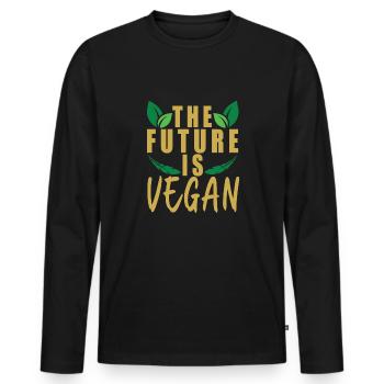Vegan Fleischlos Tierlieb & Veganer - Männer Premium Bio Langarmshirt - Schwarz - Vorne - Nico (187cm)