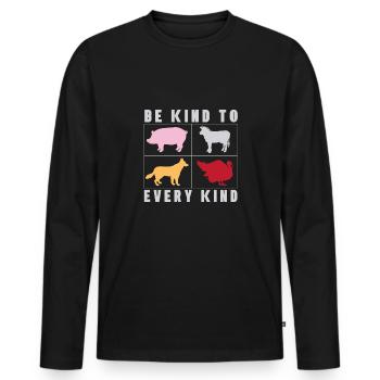 Vegan Fleischlos Tierlieb & Veganer - Männer Premium Bio Langarmshirt - Schwarz - Vorne - Nico (187cm)