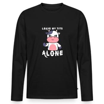 Vegan Fleischlos Tierlieb & Veganer - Männer Premium Bio Langarmshirt - Schwarz - Vorne - Nico (187cm)