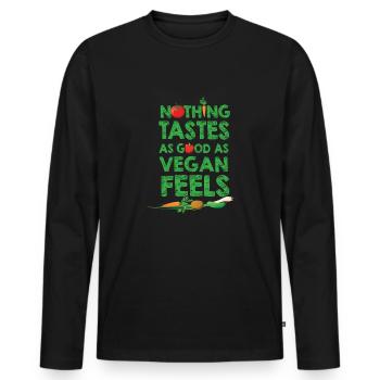 Vegan Fleischlos Tierlieb & Veganer - Männer Premium Bio Langarmshirt - Schwarz - Vorne - Nico (187cm)