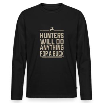 Jagen Jagdspruch & Jäger Geschenkidee - Männer Premium Bio Langarmshirt - Schwarz - Vorne - Nico (187cm)