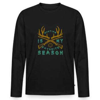Jagen Jagdspruch & Jäger Geschenkidee - Männer Premium Bio Langarmshirt - Schwarz - Vorne - Nico (187cm)